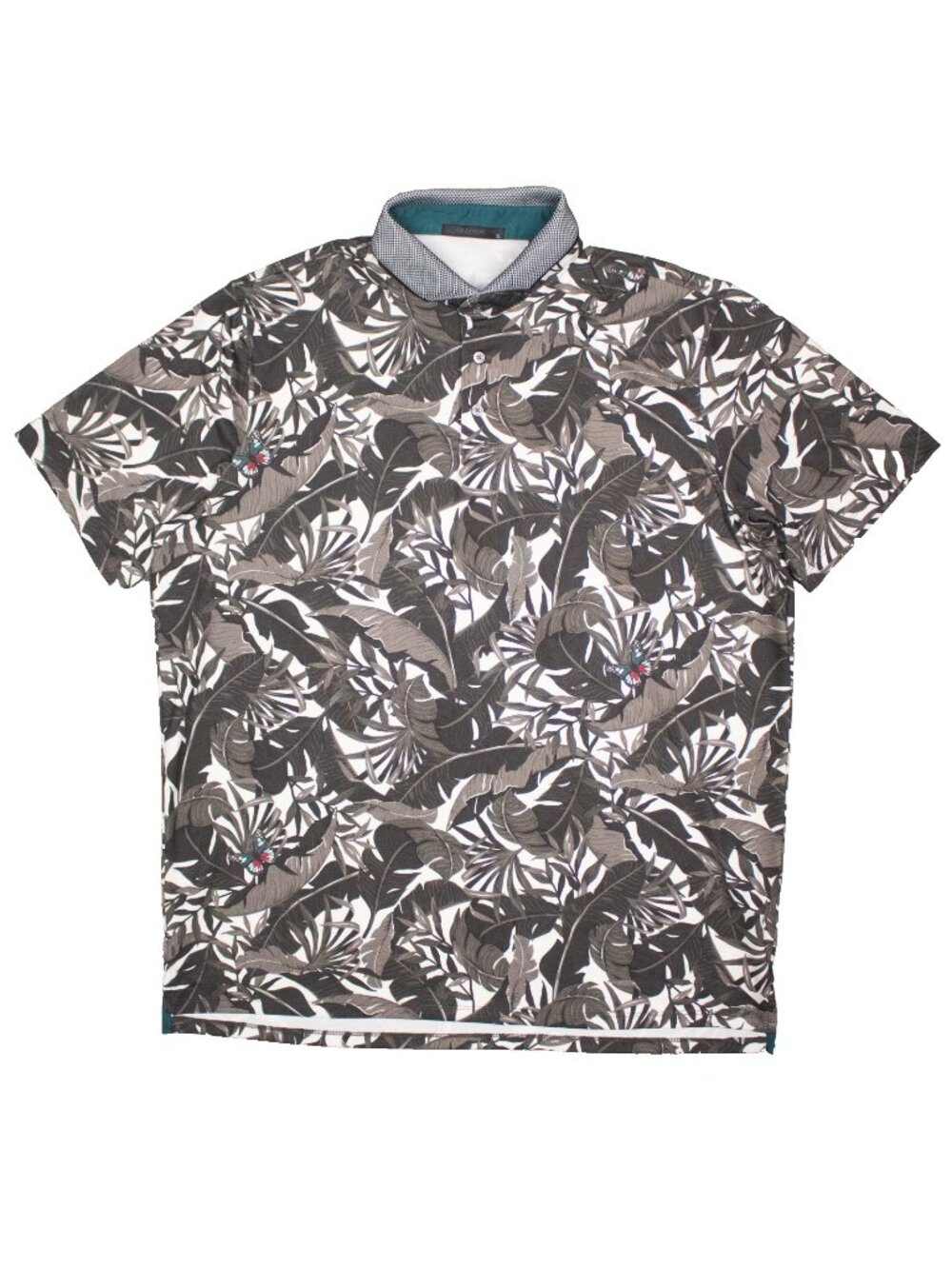 Greyson Golf Shirt Stretch Short Sleeve Polo Tropical Leaf Print Peru XL